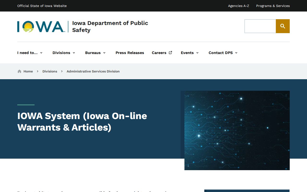 Iowa DPS description of the restricted IOWA law enforcement system