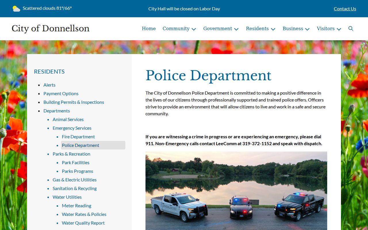 Official Donnellson police and county dispatch information