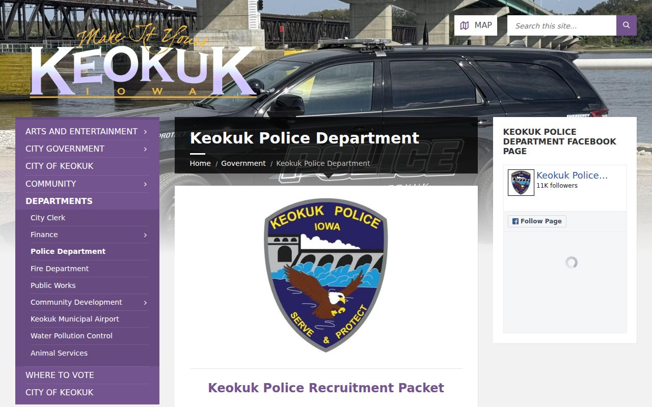 Official Keokuk Police Department contact webpage