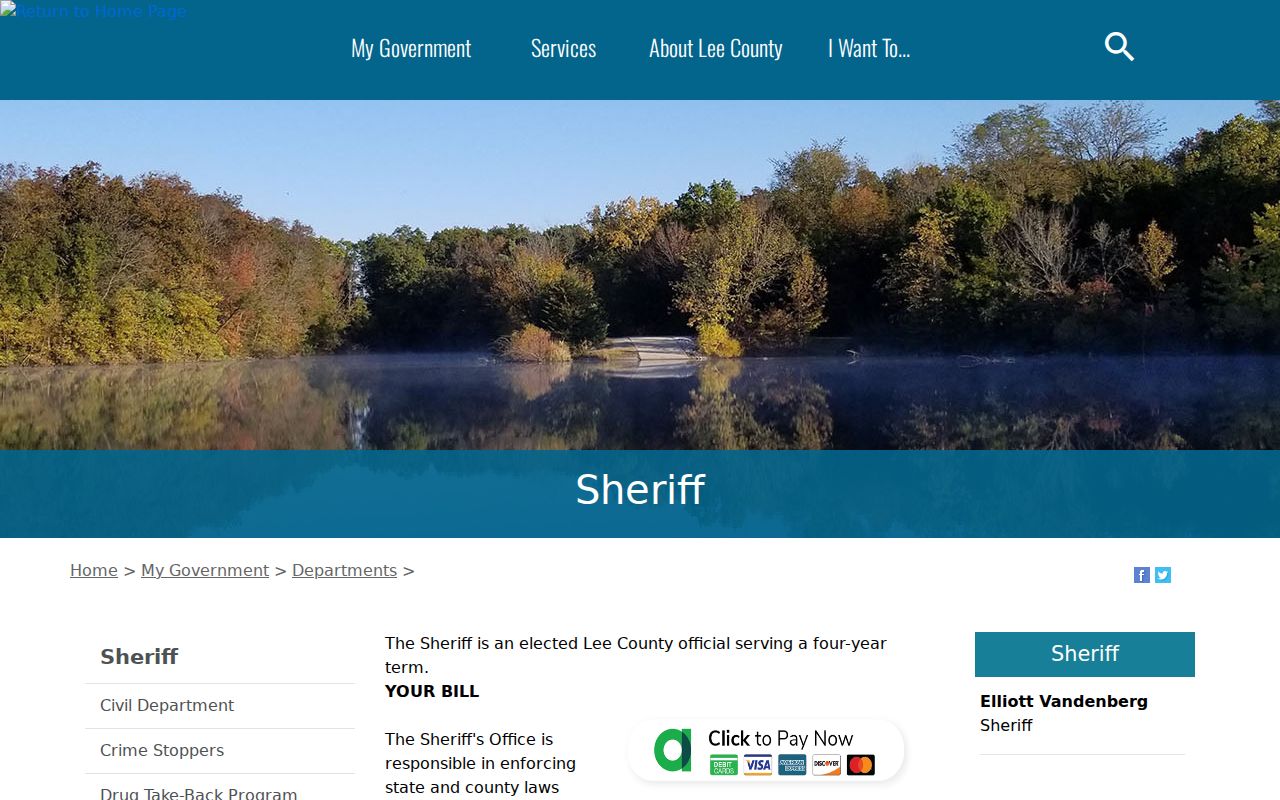 Lee County warrant contact information from the sheriff page
