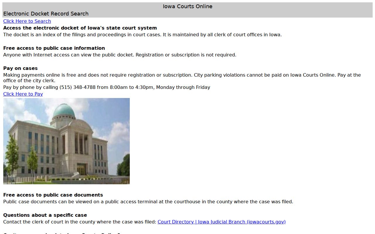 Lee County warrant record docket and payment landing page